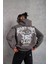 Erkek Kordon Ipli Baskılı Kapüşonlu Sweatshirt - Füme 2