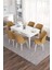 Eva Serisi, 80X132 Açılabilir Mdf Beyaz Masa,mutfak Masası ve 6 Sandalye Cappucino 1