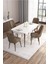 Are Serisi,beyaz Masa Ceviz Ayak Mdf 80X132 Açılabilir Yemek Odası Takımı,4 Sandalye Gold Halkalı Kahverengi 1