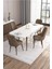 Are Serisi,beyaz Masa Ceviz Ayak Mdf 80X132 Açılabilir Yemek Odası Takımı,4 Sandalye Gold Halkalı Kahverengi 2