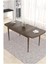 Noa Serisi, Mdf 80X132 Açılabilir Barok Ahşap Desen Mutfak Masa Takımı, 4 Sandalye Gold Halkalı ve 1 Bench Siyah 4