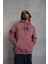 Erkek Paradise Baskılı Kapüşonlu Sweat - Gül Kurusu 3