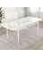 Roe Serisi 80X132 Açılabilir Beyaz Mermer Desen Mutfak Masası Takımı ve 6 Krem Sandalye Krem 4