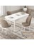 Roe Serisi 80X132 Açılabilir Beyaz Mutfak Masası Takımı ve 4 Cappucino Sandalye Cappucino 1