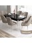 Tia Serisi Açılabilir 80X132 Siyah Mermer Desen Mdf Mutfak Masası Takımı ve 6 Cappucino Sandalye Gümüş Detay Cappucino 1