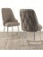 Tia Serisi Açılabilir 80X132 Siyah Mermer Desen Mdf Mutfak Masası Takımı ve 6 Cappucino Sandalye Gümüş Detay Cappucino 5