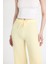Sarı Geniş Paça Dökümlü Bürümcük Kumaş Pantolon 326 4
