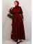 Mona Pelerinli Elbise Bordo 2