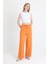 Orange Beli Lastikli Bol Paça Dokuma Pantolon 4284-1 2