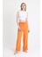Orange Beli Lastikli Bol Paça Dokuma Pantolon 4284-1 3