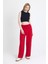 Kırmızı Beli Lastikli Bol Paça Dokuma Pantolon 4284-1 2