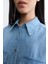 Düşük Kollu Tencel Denim Gömlek -Mavi 3