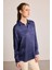 G Desenli Monogram Tencel Gömlek - Lacivert 1