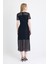 Siyah Dantel Detaylı Kısa Kollu Midi Elbise 251669 5