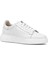 Erkek Beyaz Bağcıklı Kalın Tabanlı Deri Sneaker 3