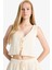 Coool Loose Fit V Yaka Triko Görünümlü Önden Bağlamalı Kolsuz Bluz F6260AX25SM 1