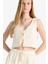 Coool Loose Fit V Yaka Triko Görünümlü Önden Bağlamalı Kolsuz Bluz F6260AX25SM 5