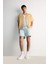 %100 Pamuk Beli Lastikli Loose Fit Rahat Jean Bermuda E1390AX25SM 2