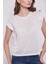 Lycrasız Pamuklu Geniş Sıfır Yaka Düşük Omuz T-Shirt-Krem 3