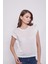 Lycrasız Pamuklu Geniş Sıfır Yaka Düşük Omuz T-Shirt-Krem 4
