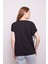 Lycrasız Pamuk Geniş Sıfır Yaka Düşük Omuzlu Kolları Bağcıklı T-Shirt -Siyah 3