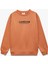 Pamuklu Uzun Kollu Bisiklet Yaka Baskılı Oversize Sweatshirt 1