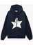 Yıldız Baskılı Şardonlu Kapüşonlu Kanguru Cepli Oversize Fermuarlı Sweatshirt 1