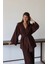 Kahverengi Pamuklu Kimono Bol Paça Pantolon Takım 3