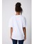 Yoga Pozu Baskılı Oversize Pamuklu Beyaz Kadın T-Shirt 2