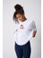 Yoga Pozu Baskılı Oversize Pamuklu Beyaz Kadın T-Shirt 4