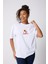 Yoga Pozu Baskılı Oversize Pamuklu Beyaz Kadın T-Shirt 5