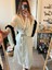 Luxury Kutulu Saten Uzun Kimono Kol Çiçek Detay Bride Lohusa Sabahlık Toka Hediyeli 2