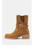 Rafles Kadın Camel Gerçek Süet Deri Toka Detaylı Kalın Topuklu Bot 2