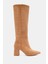 Lopez Kadın Camel Sivri Burun Kalın Topuklu Çizme 1