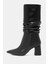 Luna Kadın Siyah Cilt Sivri Burun Kalın Topuklu Çizme 4