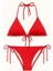 Kırmızı Düz Renk Üçgen Bikini Takımı 2 Parça 2