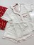 Red Love Beyaz Organik Müslin Şortlu Pijama Takım Pamuk Terletmeyen 4