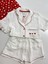 Red Love Beyaz Organik Müslin Şortlu Pijama Takım Pamuk Terletmeyen 5