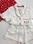 Red Love Beyaz Organik Müslin Şortlu Pijama Takım Pamuk Terletmeyen 7