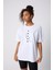 Karma Baskılı Oversize Pamuklu Beyaz Kadın T-Shirt 4