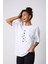 Karma Baskılı Oversize Pamuklu Beyaz Kadın T-Shirt 5