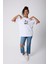 Just A Girl Yoga Tasarım Baskılı Oversize Pamuklu Beyaz Kadın T-Shirt 3
