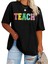 Kadın Yeni Sezon Rahat Konfor Modeli Baskılı Yarım Kollu Pamuklu 4 Mevsim Oversize T-Shirt 1