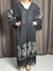 Siyah Renkli Desenli Uzun Kaftan – Pamuklu Püsküllü Plaj ve Günlük Kimono 1