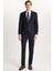 Erkek Slim Fit Mono Yaka Likralı Esnek Kumaş Lacivert Takım Elbise 1