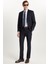 Erkek Slim Fit Mono Yaka Likralı Esnek Kumaş Lacivert Takım Elbise 3