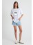 No Probllama Yazılı Lama Karikatür Baskılı Oversize Pamuklu Beyaz Unisex T-Shirt 4