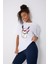 Lama Karikatür Baskılı Oversize Pamuklu Beyaz Unisex T-Shirt 1
