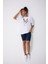 Lama Karikatür Baskılı Oversize Pamuklu Beyaz Unisex T-Shirt 3