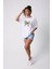 Bow Dollar Baskılı Oversize Pamuklu Beyaz Kadın T-Shirt 1